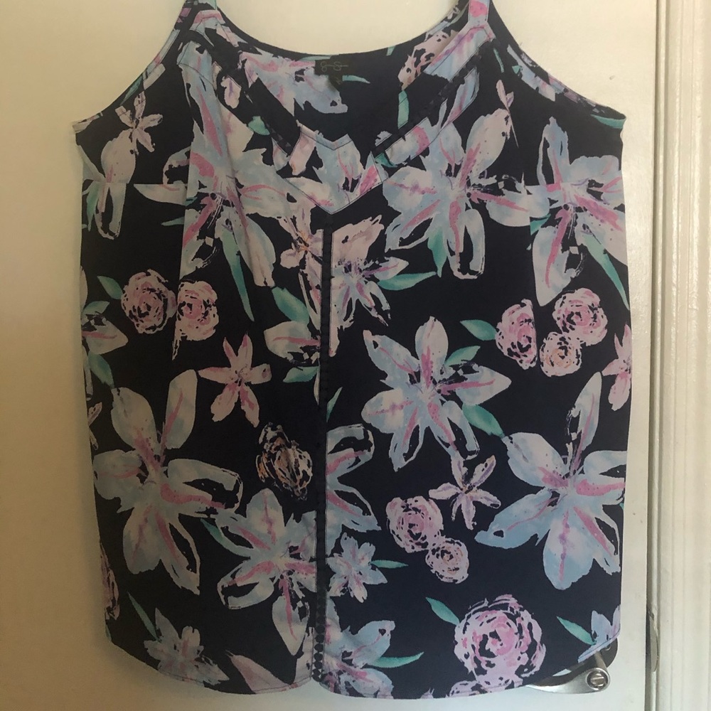 Jessica Simpson Navy V-neck Tank